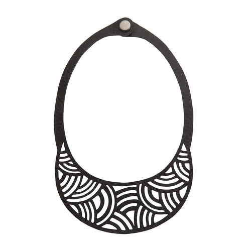 Seraphine black reclaimed rubber necklace detail