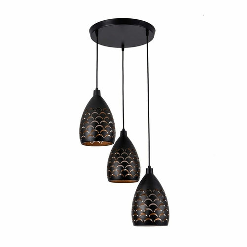 Pendant Cluster Light Fitting Lights Black Cage Style New