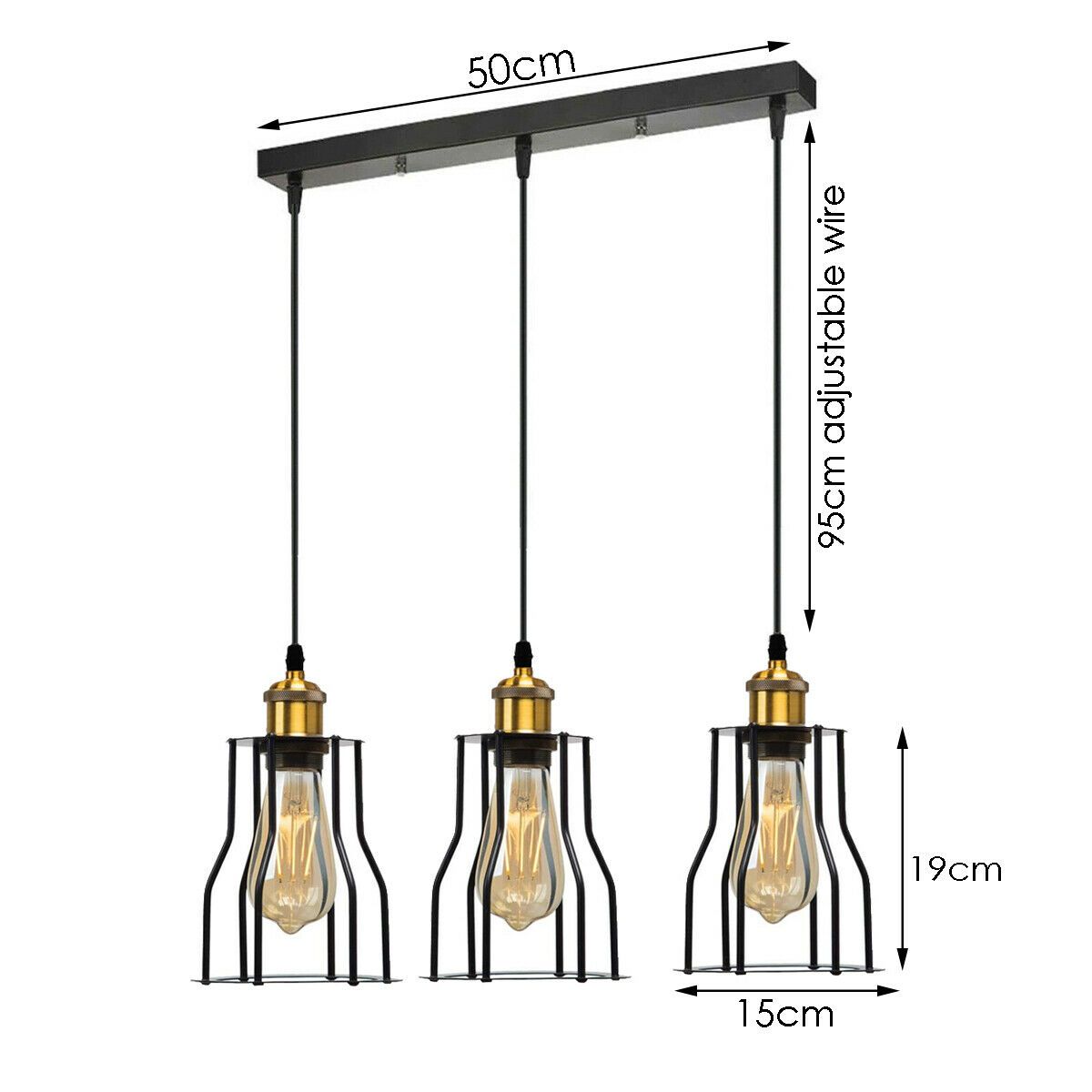 Vintage Pendant Light Shade Industrial Metal Wire Frame Loft Cage