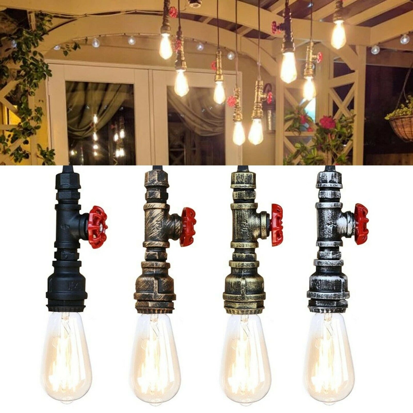 Chandelier Ceiling Light Water Pipe E27 Loft Pendant Light