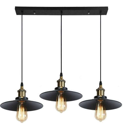 Flat Modern Black 3 Light Pendant Ceiling Light