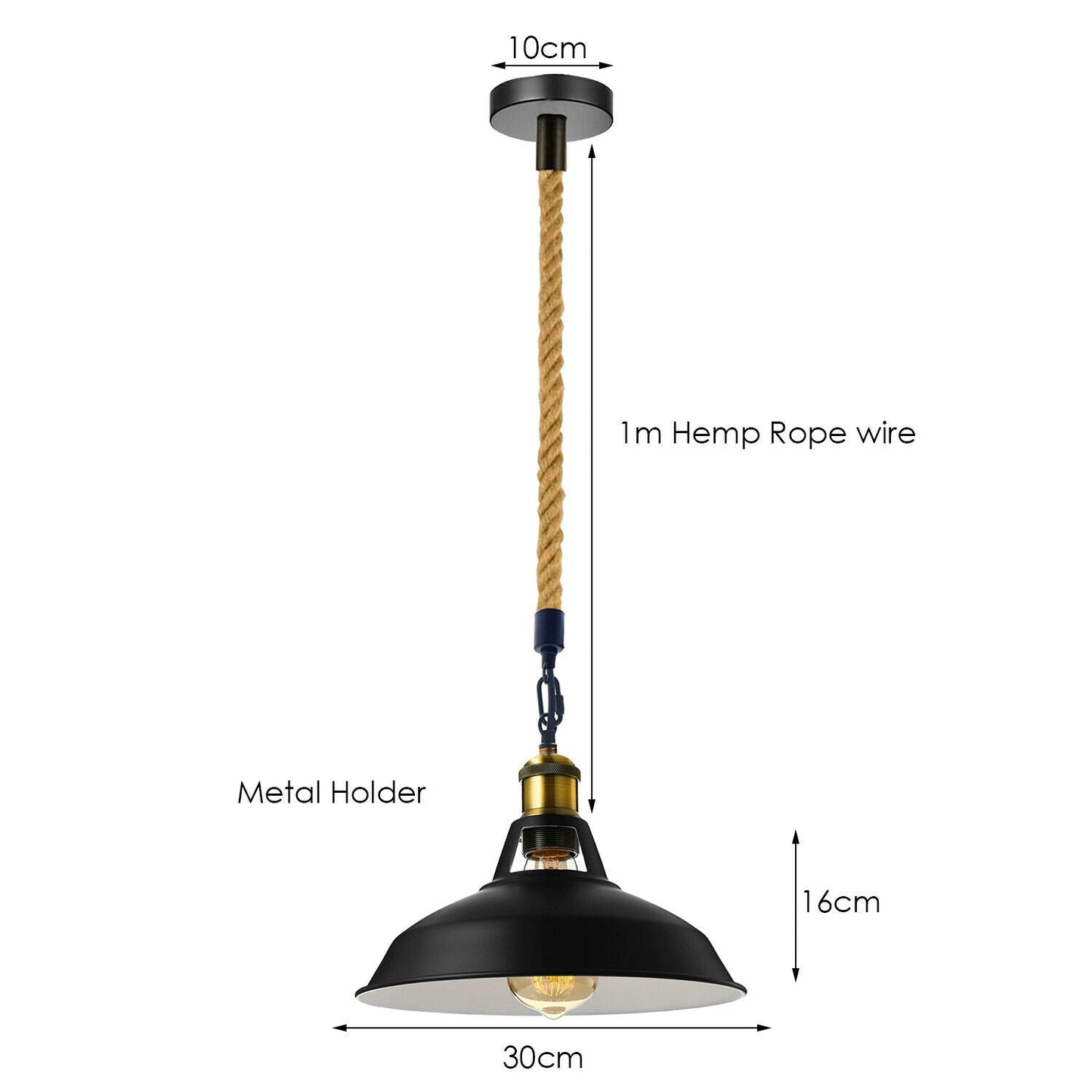 Slotted Shape Metal Ceiling Pendant Light Modern Hemp Hanging Retro