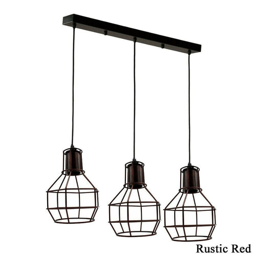 Retro Loft 3 Head Ceiling Light Shade Pendant Lamp With Bulbs