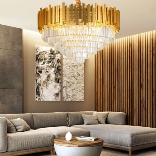 Luxury Living Room Gold Large Crystal Chandelier