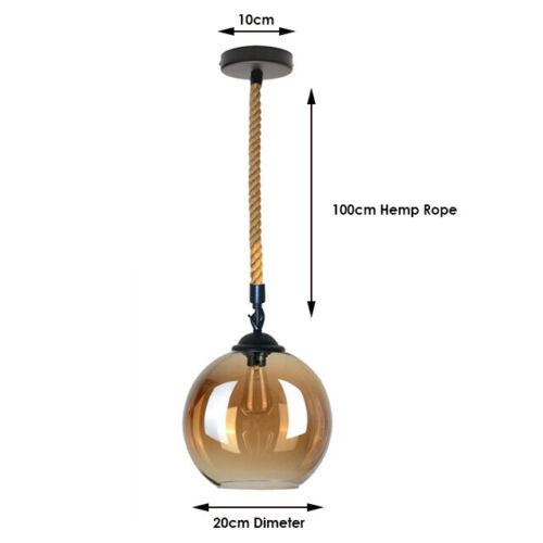 Hemp Rope Pendant with 20cm Glass Globe