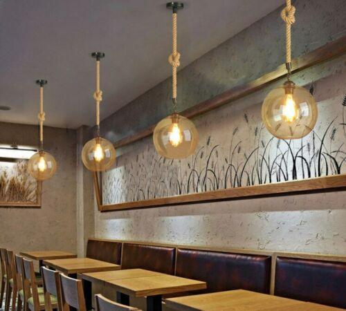 Ocean Ember Glass Hemp Rope Pendant Light Collection