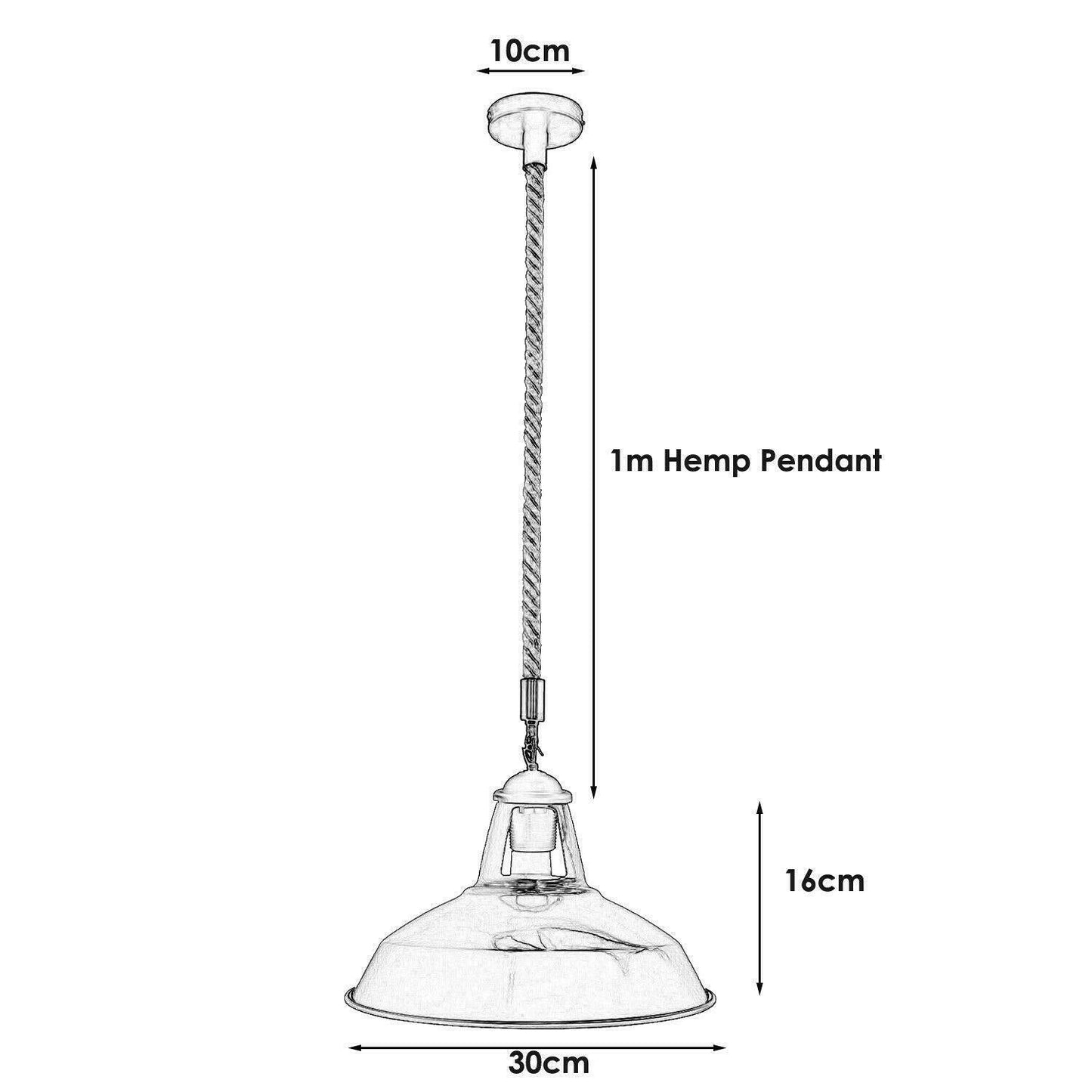 E27 Industrial Hemp Rope Cable Barn Slotted Pendant Light