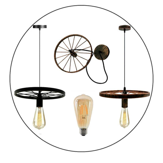 Modern Industrial Retro Pendant Lamp Ceiling Light Wheel Light