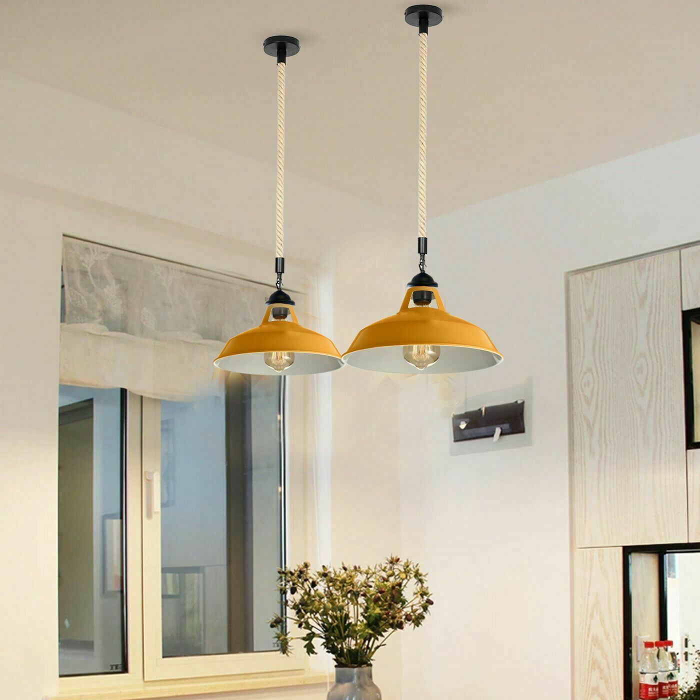 E27 Industrial Hemp Rope Cable Barn Slotted Pendant Light